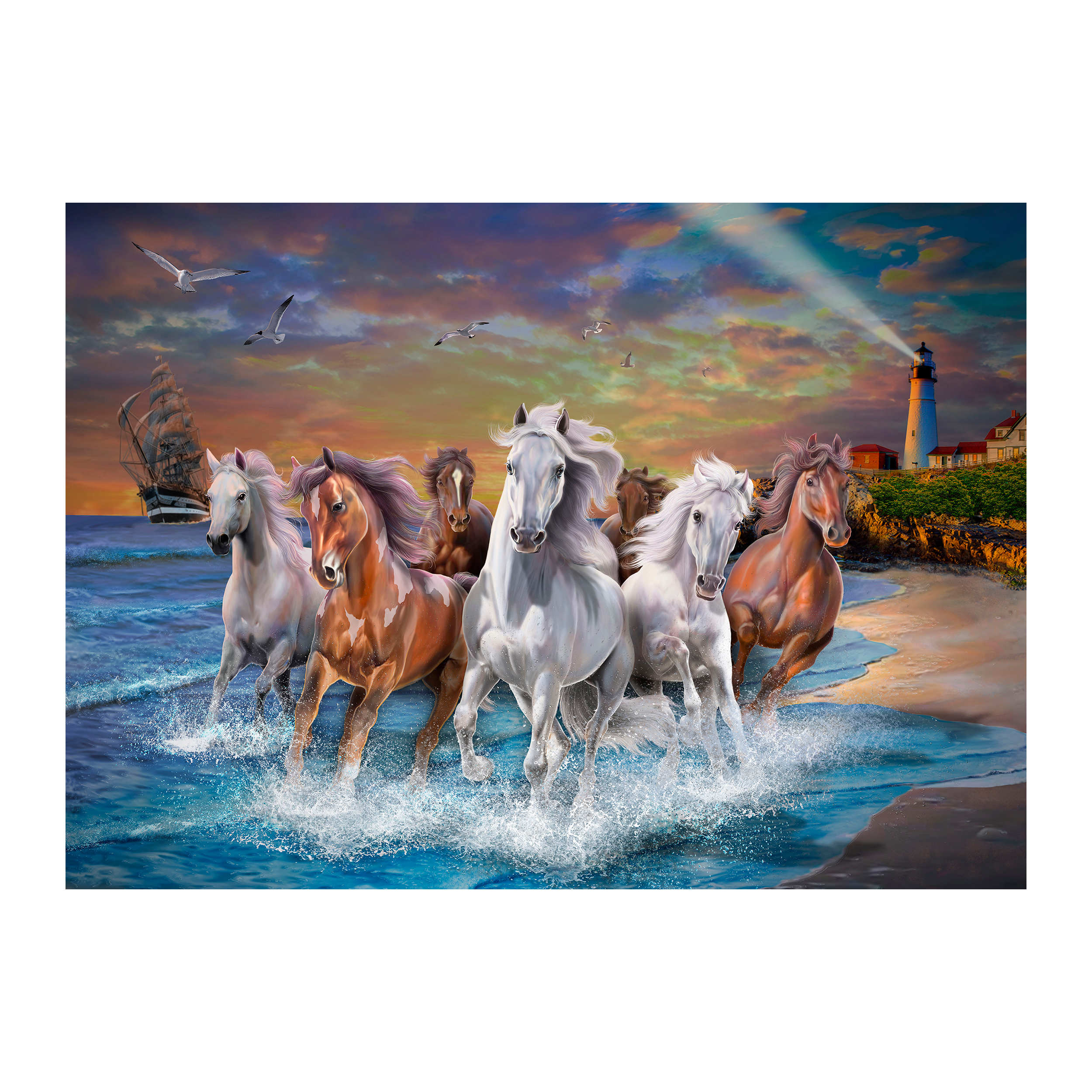 River's Edge Products Jigsaw Puzzle in Tin 1000 Pieces Horses on